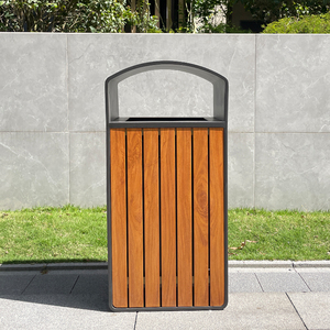Ngoài Trời Thương Mại Tái Chế <span class=keywords><strong>Bin</strong></span> Bền Thép Không Gỉ Kim Loại Khung Và Gỗ Trang Trí Thùng Rác Có Thể Khóa Chất Thải <span class=keywords><strong>Bin</strong></span> Nhà Sản Xuất - Product Image 2