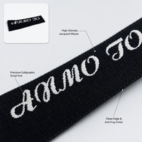 Bande de jacquard élastique en nylon avec logo personnalisé, motif calligraphique vintage, pour ceintures de lingerie, OEM ODM, vente en gros