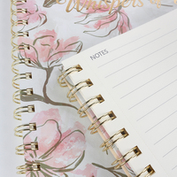 Carnet A5 à spirale avec couverture en papier imprimé Lys Rose, 100 feuilles, pour femme, bureau, école, papeterie – Collection Whispers Bloom