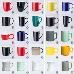 Mug vierge en gros avec glaçure colorée, revêtement pour sublimation thermique, résistant aux hautes températures, couvercle, poignée et cuillère, design minimaliste moderne - Product Image 5