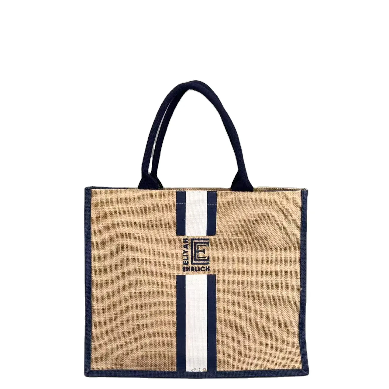 Customized Blank Tote Linen Bags Dyed Spliced Cotton Shopping Linen Bags