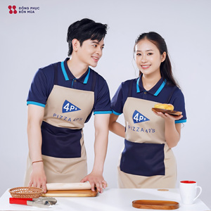 Uniforme de Alta Calidad para Personal de Cafetería, Camiseta Polo con Delantal, Logotipo Personalizado, Fabricante Mayorista - Product Image 5
