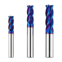 Fraise à queue en carbure bleu massif pour machine CNC, outils à main pour le métal HRC45 55 60 70, fraises à face carrée