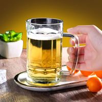 Verre à bière transparent avec poignée de 380 ml pour bar, maison, fête