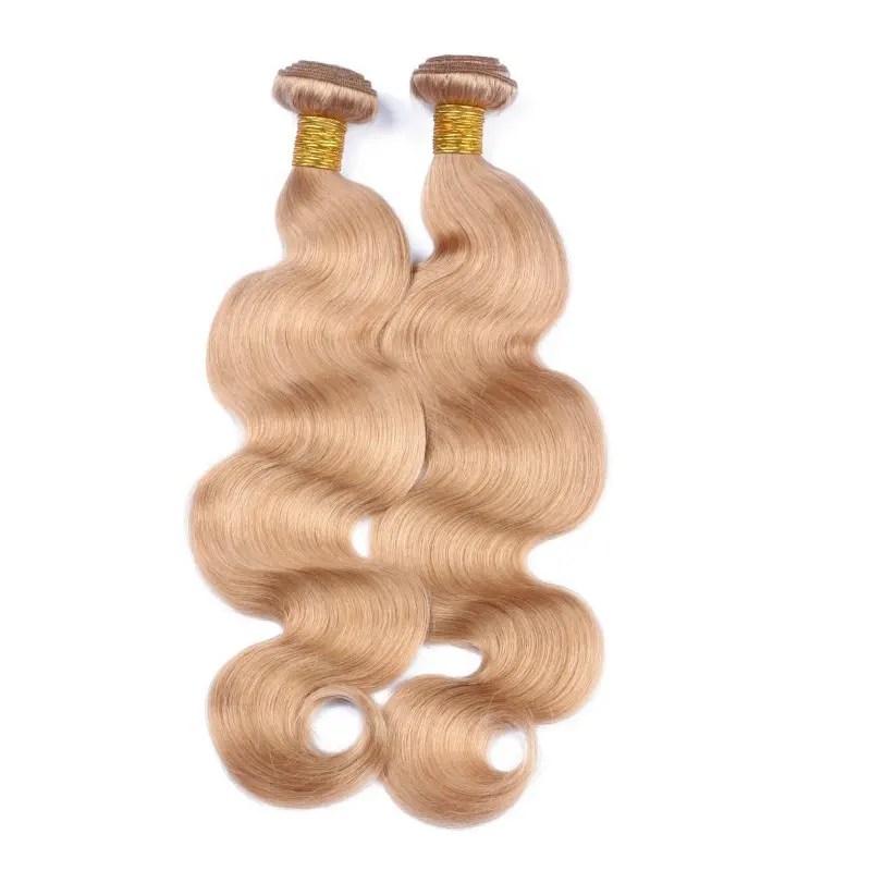 New arrival 100% human hair color#27 , russian blonde ombre pure #27 color hair bundles free sample