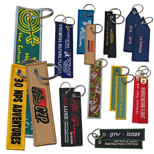 定制标志织物钥匙扣刺绣钥匙扣标签钥匙扣 - Product Image 1