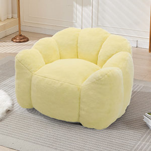 Collapsible Vacuum-Wrapped Petal Curve Single Occupant Flocky Sheepskin Plush Upholstery Comfy Settee Recliner <b>Inflatable</b> Pillow - Product Image 4