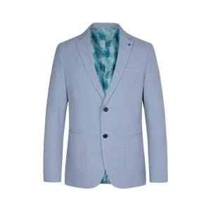 Completo da <span class=keywords><strong>Uomo</strong></span> <span class=keywords><strong>Azzurro</strong></span> Chiaro |   Completo Casual a 2 Pezzi: <span class=keywords><strong>Blazer</strong></span> Slim Fit con Fodera Stampa Palme e Pantaloni Plissettati Personalizzabili - Product Image 3