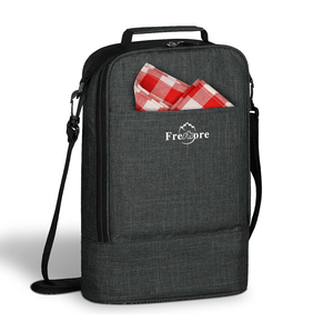 Oem Dã Ngoại bãi biển rượu Túi lạnh Polyester thư mô hình chống sốc cách điện nhiệt tàu sân bay 2 chai Tote Dây đeo cho quà tặng - Product Image 1