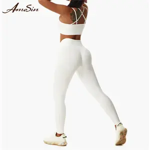 Plus Size Nahtlose Criss-Cross Workout Damen Leggings Benutzer definierte Yoga Leggings Damen Sportswear Set