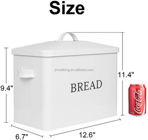 Boîte à pain en métal de grande taille, boîte de rangement de bac à pain de cuisine avec couvercle de comptoir et poignée porte-pain - Product Image 2
