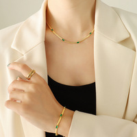 Parure de bijoux tendance en acier inoxydable plaqué or 18 ct étanche parure collier et bracelet incrustés de zircons pour femme
