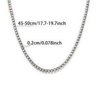 Collier chaîne tennis simple rangée en zircon plaqué or 18 carats en acier inoxydable, style luxe léger, inaltérable
