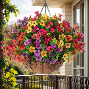 Outdoor Gardening Decoration <strong>Artificial</strong> Violet <strong>Flower</strong> <strong>Hanging</strong> <strong>Basket</strong> Coconut Palm <strong>Hanging</strong> Pot <strong>Basket</strong> - Product Image 4