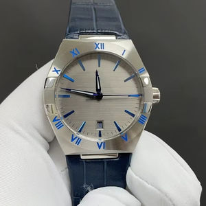 Montre mécanique automatique de luxe à aiguilles bleues, logo personnalisé, vente en gros, montre-bracelet en acier inoxydable de haute qualité - Product Image 1
