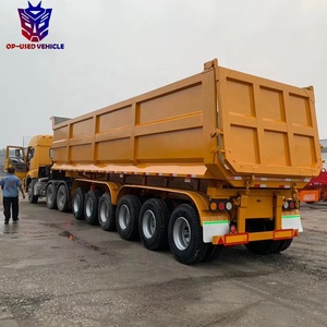 Semi-<span class=keywords><strong>remorque</strong></span> à benne hydraulique à 6 essieux de 60 mètres cubes, <span class=keywords><strong>remorque</strong></span> à benne arrière en forme de U, fabriquée en acier - Product Image 4