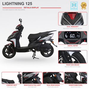 Moped à refroidissement par air Lightning 100-<span class=keywords><strong>200CC</strong></span>, 5.2kW, allumage ECU, frein à disque avant, pneus de 12 pouces, <span class=keywords><strong>scooter</strong></span> à marchepieds, réservoir de carburant de 5.0L pour adultes - Product Image 2