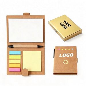 Wholesale Logo Pu Leather Self-Adhesive Notepad Pen Sticky Notes <b>Memo</b> <b>Pad</b> for School Hotel Stationery Business Promo Gift - Product Image 1