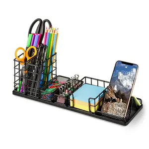 Organisateur <span class=keywords><strong>de</strong></span> <span class=keywords><strong>bureau</strong></span> avec porte-stylo Support pour téléphone Notes autocollantes et trombone Rangement pour accessoires <span class=keywords><strong>de</strong></span> <span class=keywords><strong>bureau</strong></span> <span class=keywords><strong>DIY</strong></span> Caddy - Product Image 1