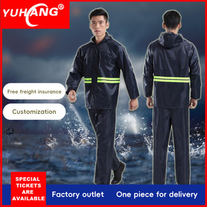 Traje de Lluvia Impermeable para Motociclismo, <span class=keywords><strong>Chubasquero</strong></span> con Capucha para Trabajo de Tráfico y Saneamiento, Conjunto de Chaqueta y Pantalones Reflectantes - Product Image 2