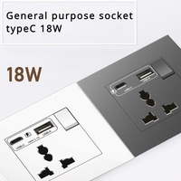 SIXWGH Prise Murale Universelle à Double Port USB Charge Rapide 18W et Type-C 3A, avec Interrupteur, 16A