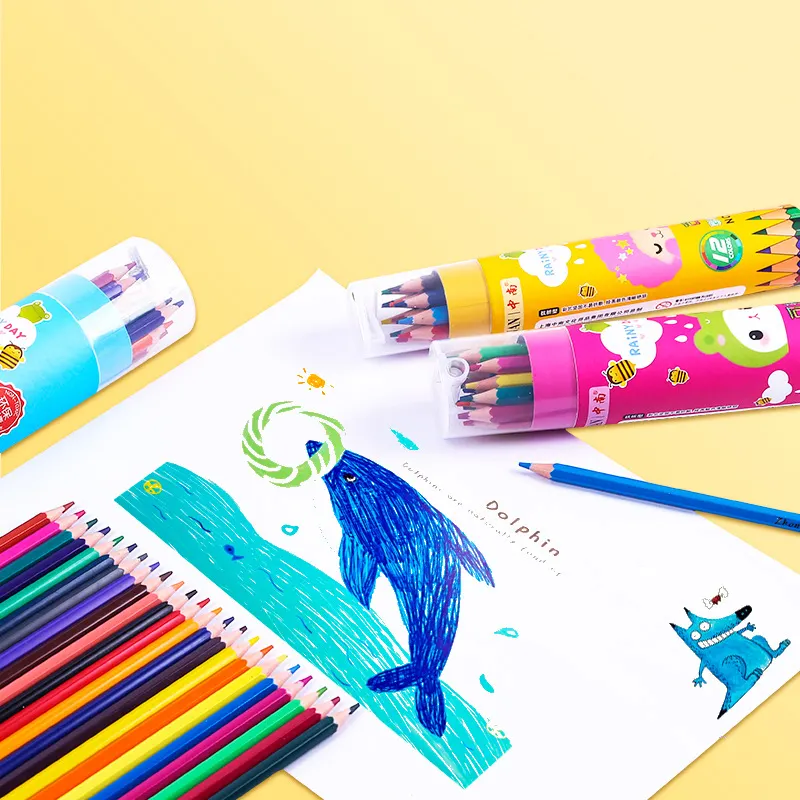 Wholesale children primary school students graffiti painting pen stationery color lead 24 / 36 colors erasable colored pencils