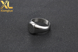 Bague rétro en acier inoxydable 316, de haute qualité, ton argenté, gravée, avec logo personnalisé, bijoux sur mesure - Product Image 5