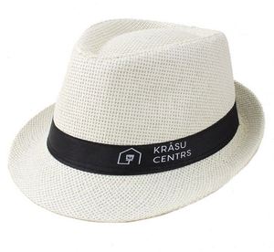 Spring Summer Cheap Promotional Gift Men Women Custom Printed Logo Trilby Paper Straw Fedora <b>Hat</b> - Product Image 6