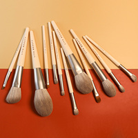 Großhandel 12-teiliges Veganes & Tierversuchsfreies Make-up Pinsel Set Zweifarbiges Nylonhaar Silberne Zwinge Ohne Haarausfall für Firmengeschenke