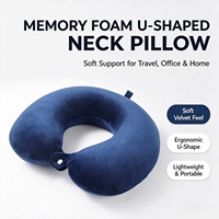 Oreiller de voyage en mousse à mémoire de forme souple et rafraîchissant en forme de U, avec logo personnalisable, pour un soutien confortable du cou en avion