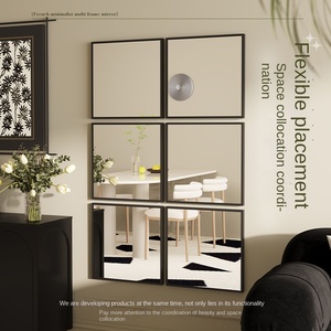 Set di Specchi da Parete a Griglia Quadrata 12 Pezzi, Cornice in Metallo Nero, <span class=keywords><strong>Specchio</strong></span> Decorativo Modulare per Soggiorno, Vendita all'Ingrosso OEM ODM - Product Image 3