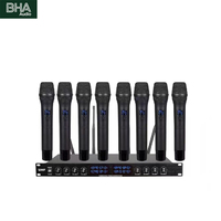 BHA BH808-H Microphone portable 8 canaux avec émetteur de poche, micro-casque et micro-cravate UHF, prix de gros usine (12 ans d'expérience), OEM CE FCC