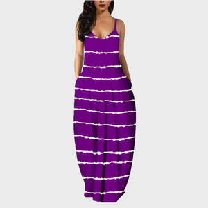 Robe d'été longue colorée pour femme, vêtements élégants et Sexy, à bretelles Spaghetti, décontractés, avec poches, grande taille - Product Image 4