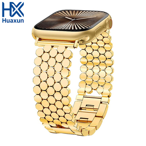 Bracelet de montre en acier inoxydable plaqué or 18 carats pour <span class=keywords><strong>Apple</strong></span> IWatch Series 11 10 9 8 7 6 5 4 3 2 1 Ultra <span class=keywords><strong>SE</strong></span> - Product Image 1