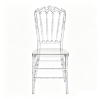 Chaise de salle à manger en acrylique sculptée de style européen, idéale pour les halls d'accueil d'hôtels de charme, les restaurants haut de gamme et les réceptions de mariage en église