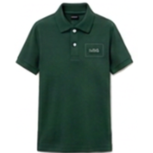 Polo pour homme vert foncé à manches courtes en coton Oxford, coupe décontractée, respirant, logo sur le devant, longueur normale, élégant et confortable - Product Image 1