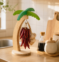Support de rangement créatif pour fruits en bois massif, présentoir suspendu en fil métallique pour bananes, pour salon et bureau