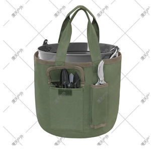 Waterproof Canvas Garden <b>Tool</b> Bucket <b>Bag</b> Grass Green Portable Storage <b>Tool</b> Organizer For Outdoor Use - Product Image 5