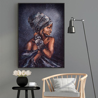 VERRE ART Lukisan Kanvas Cetak Potret Mewah 40x60cm Wanita Etnis dengan Desain Bintang