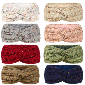 Bán Buôn Phụ Nữ Mùa Đông Ấm Áp Đàn Hồi Cáp Dệt Kim <span class=keywords><strong>Headband</strong></span> Mùa Đông Headbands Cho Phụ Nữ Mờ Lông Cừu <span class=keywords><strong>Headband</strong></span> Ponytail Hairband - Product Image 2