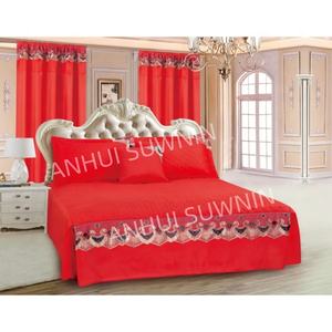 Vendita calda Set di biancheria da letto in 6 pezzi copriletto in pizzo tinta unita copri sipario tessuto <span class=keywords><strong>per</strong></span> il tuo letto - Product Image 2
