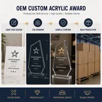 Support d'affichage personnalisé en acrylique pour trophées et plaques, présentoirs en acrylique transparent avec base à logo pour cadeaux d'entreprise
