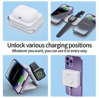Pengisi daya nirkabel magnetik Iwatch, 15W Logo kustom lipat 3 in 1 untuk Iwatch untuk Airpods dan iPhone