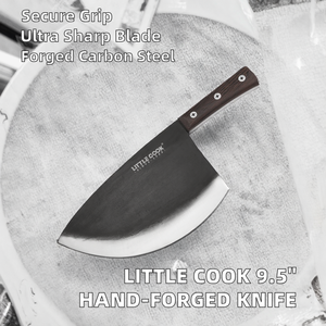 มีดทำครัวขนาด 9.5 นิ้ว ยี่ห้อ Little Cook ผลิตด้วยมือ ใบมีดเหล็กกล้าคาร์บอนสูง คมกริบ ใช้ได้ทั้งมือซ้ายและขวา ด้ามจับไม้ สำหรับหั่นในครัว - Product Image 2