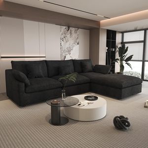 ชุดโซฟาโมดูลาร์สีดำคลาวด์ ยี่ห้อ EU VOXHOME เฟอร์นิเจอร์ทันสมัย ผ้าลินินผสม สำหรับห้องนั่งเล่น 3 4 5 6 7 ที่นั่ง - Product Image 1