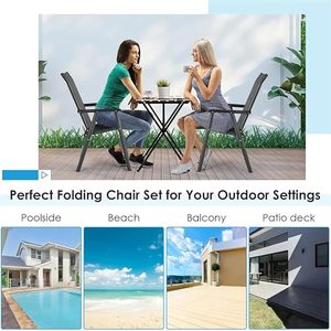 Sedie Pieghevoli <span class=keywords><strong>da</strong></span> Esterno Portatili per Giardino, Campeggio, Bordo Piscina, Spiaggia, Terrazza, Prato - Product Image 6