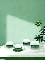 Flacon en verre dégradé vert givré avec bouchon blanc - Contenant de luxe pour sérum cosmétique et huile essentielle - Flacons de soin de la peau de luxe