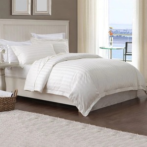 OEM Personnalisé Roi Reine Simple Double Taille 100% Coton 3cm Rayure 5 étoiles Hôtel Linge de Lit Drap Parure de Lit - Product Image 1