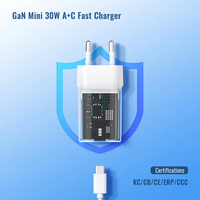 Chargeur rapide PD Type-C Gan 30W de haute qualité, adaptateur mural fiable, bloc d'alimentation ignifuge pour ordinateur portable et appareils intelligents