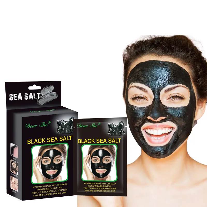 Private Label Wholesale Black Sea Salt With Witch Hazel Peel Off Facial Skin Care Mask Hydrated Oil-control Triple Purification